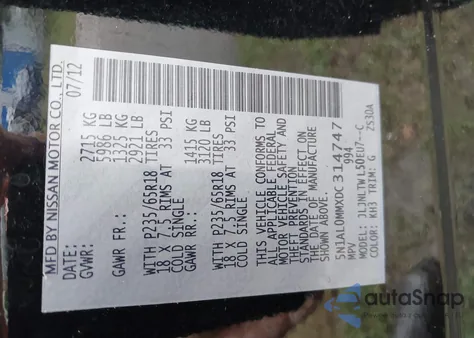 2013 Infiniti Jx35 z USA, uszkodzony, nr VIN 5N1AL0MMXDC314747